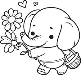 Obraz premium cute elephant coloring page