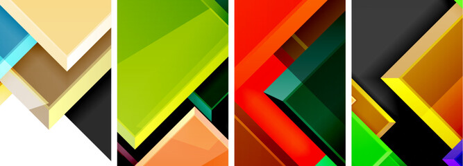 Color glass glossy square composition poster set for wallpaper, business card, cover, poster, banner, brochure, header, website