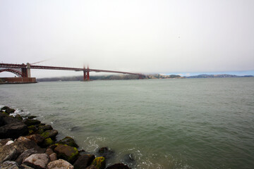 San Francisco Golden Gate Bridge Foggy Weather 