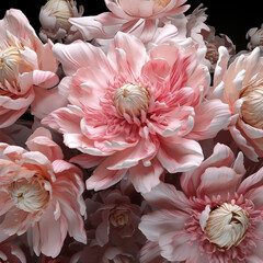 Flow of color transforming into beautiful peonies, Ai generated