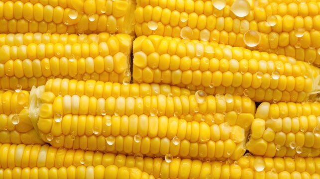 Fresh corn as background. Close-up image of fresh corn. Generative AI