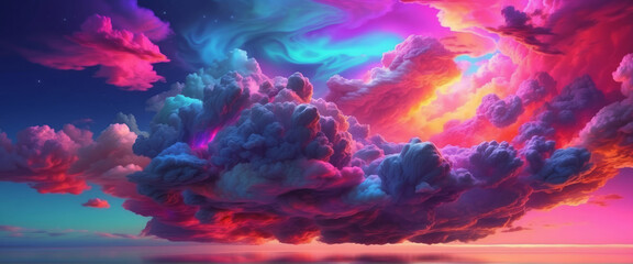 Fototapeta na wymiar abstract fantasy background of colorful sky with neon clouds, colorful nebula