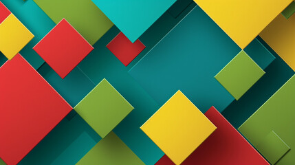 Red, blue-green, and yellow-green box rectangle background vector presentation design. PowerPoint and Business background.