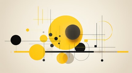 Abstract geometric background with circles, lines and dots. illustration. Generative AI