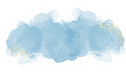 Abstract watercolor or alcohol ink art blue white background with golden crackers. Pastel blue marble drawing effect. llustration design template for wedding invitation,decoration, banner, background.