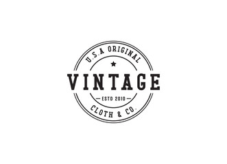 Vintage apparel logo. Vintage apparel stamp design vector