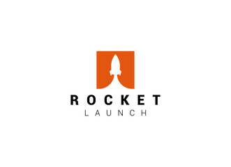 Launching Take Off Rocket Jet Plane Space modern logo word mark logotype design