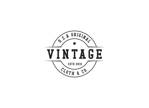 Vintage apparel logo. Vintage apparel stamp design vector