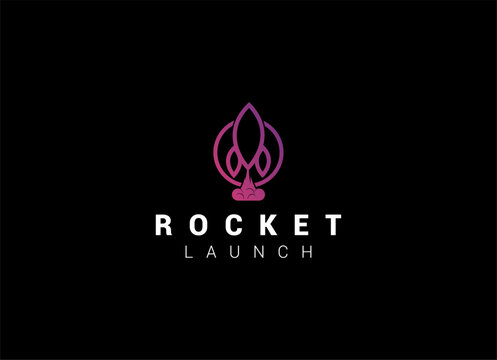 Launching Take Off Rocket Jet Plane Space modern logo word mark logotype design