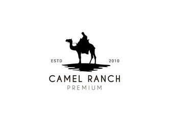 desert camel silhouette logo design. Camel ranch logo design.