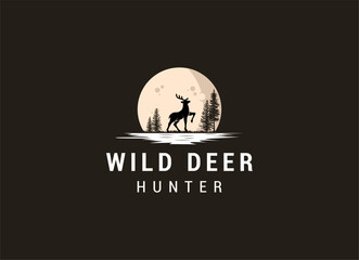 Wild deer logo design. Silhouette of deer logo