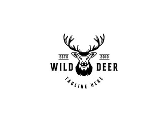 Deer Head Logo Design. Deer Logo Vector illustration. Deer hunter logo