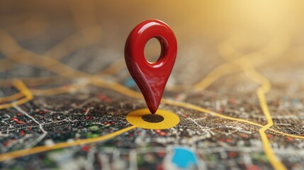GPS Pointer on map. Red navigation Symbol. Element icon for Map, travel marker show location. Direction position. Right destination. Transportation point on globe atlas. Cartography concept. - obrazy, fototapety, plakaty