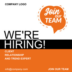We're hiring post, career, job, business, opportunity, social post.