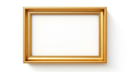 Golden picture frame isolated on white background. 3d rendering. Mock up Generative AI
