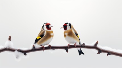 Minimalistic Image of Goldfinches in Simple Style AI Generated - obrazy, fototapety, plakaty