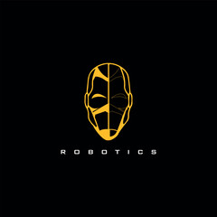 Realistic  Human-Robot Face Vector Graphic Logo Design