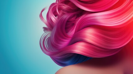 Beautiful woman with pink hair on blue background. 3d rendering Generative AI