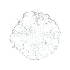 3d clear blue water scattered around, water splash transparent isolated. 3d render illustration.