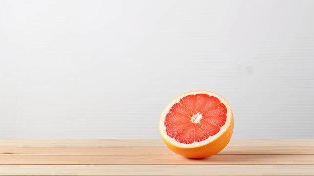 Grapefruit on a wooden table and white background. 3d illustration Generative AI