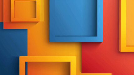 Blue, red-orange, and yellow-orange box rectangle background vector presentation design. PowerPoint and Business background.