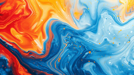 Obraz premium Blue, red-orange, and yellow-orange marble background vector presentation design