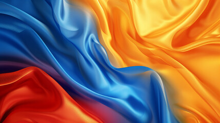 Blue, red-orange, and yellow-orange silk background vector presentation design 
