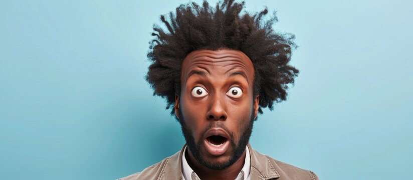 Surprised African American Man With Afro Hair Wearing Business Jacket, Looking Skeptical And Sarcastic.