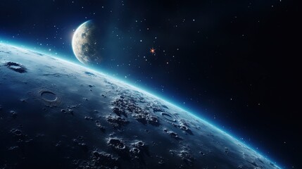 Moon in Space. Celestial, Lunar, Cosmic, Night, Astronomy, Universe, Moonlight
