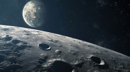 Moon in Space. Celestial, Lunar, Cosmic, Night, Astronomy, Universe, Moonlight
