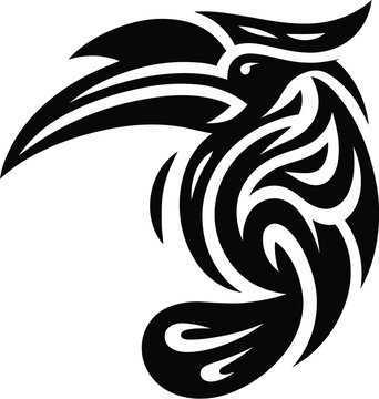 recommend clip art: modern tribal tattoo hornbill, abstract line art of animals, minimalist contour. Vector 