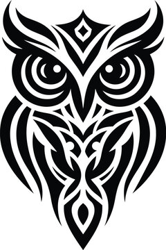 modern tribal tattoo owl, abstract line art of animals, minimalist contour. Vector 