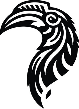 recommend clip art: modern tribal tattoo hornbill, abstract line art of animals, minimalist contour. Vector 