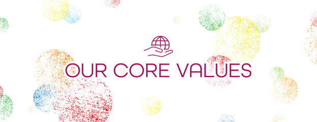 Our core values sign on white background