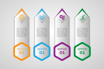 Vector set of infographic elements for numbering labels of the steps of a process.