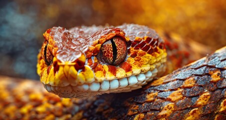 Fototapeta premium Ai Generated A close up shot of the venomous Russell's viper,