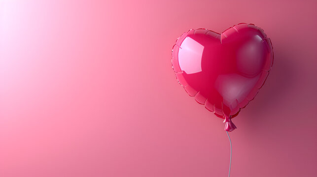 Vector love realistic rubber balloon on pink background copy space. Generative AI