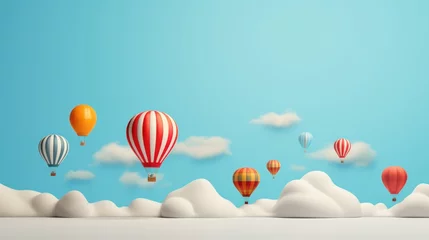 Rideaux occultants Montgolfière Hot air balloons flying in the sky with clouds. 3d rendering Generative AI