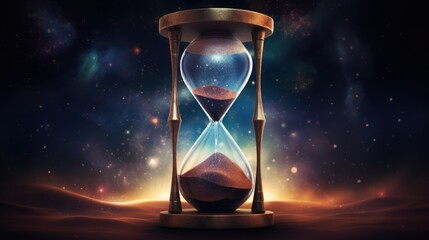 Hourglass on abstract background. Time concept. 3D Rendering Generative AI