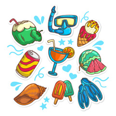 Summer holiday doodle collection set