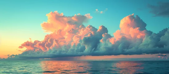 Photo sur Plexiglas Turquoise Beautiful Cloudscape over Summer Seas before the Stunning Sunset