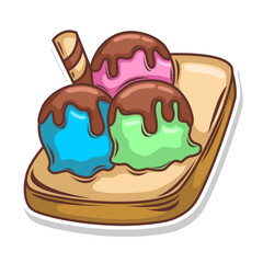Ice cream cute cartoon doodle hand draw illustration art