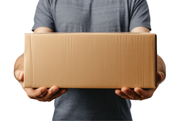 Businessman carrying cardboard boxes for delivery
