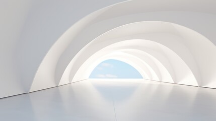 Abstract architecture background, empty room with white walls, 3d render illustration Generative AI