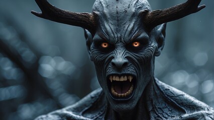 a mythological creature or evil spirit originating from Algonquian folklore wendigo shouting 