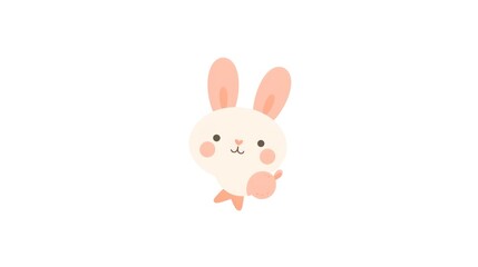 Playful and Cute Minimalist Flat Style Logo with a Hopping Bunny in Peach AI Generated