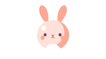 Playful and Cute Minimalist Flat Style Logo with a Hopping Bunny in Peach Color AI Generated