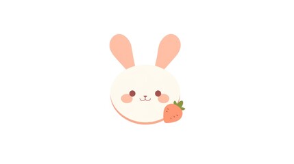 Playful Peach Bunny Logo in Kawaii Minimalist Flat Style AI Generated