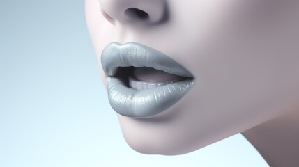 Lips of a female mannequin. 3D illustration. Generative AI
