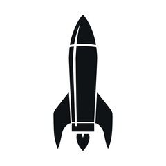 Rocket Ship Silhouette on White Background
